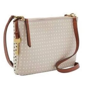 Fossil Devon Hearts Dots Crossbody Bag Purse